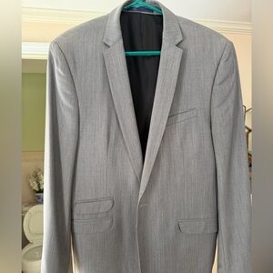 Ben Sherman 40L Worsted Wool Blazer - Charcoal Sharkskin - Mod Slim Fit